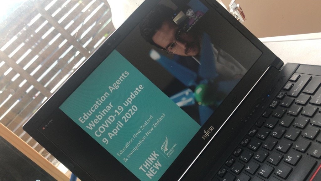 Education New Zealand Webinar on laptop