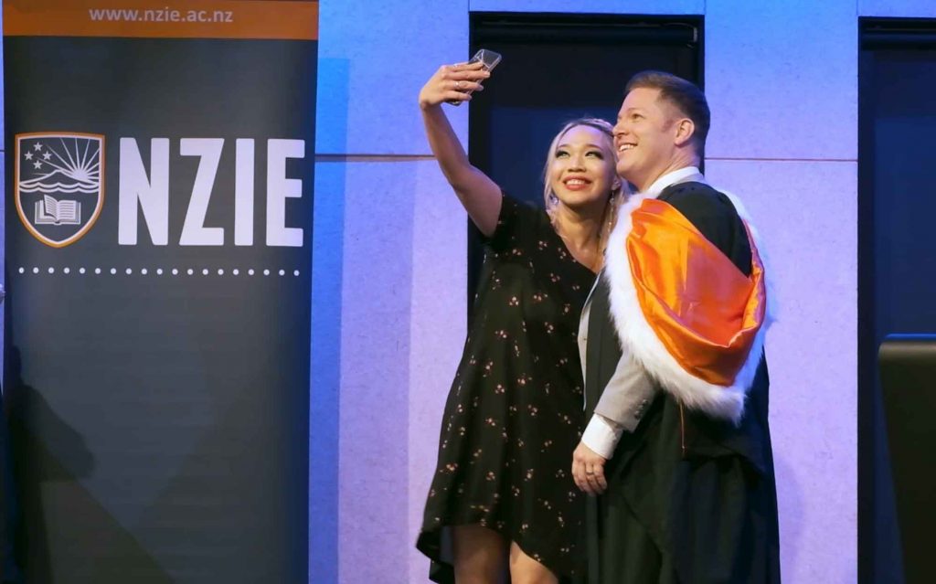 NZIE student is taking selfie with Rob Marks
